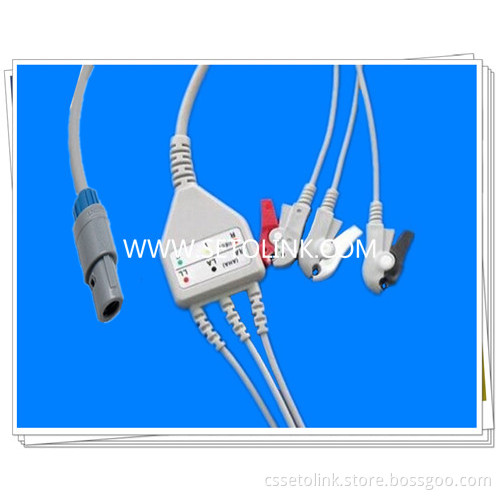BIOSYS 6 PIN ONE PIECE ECG CABLE 3 LEADWIRES,GRABBER END, AHA STANDARD